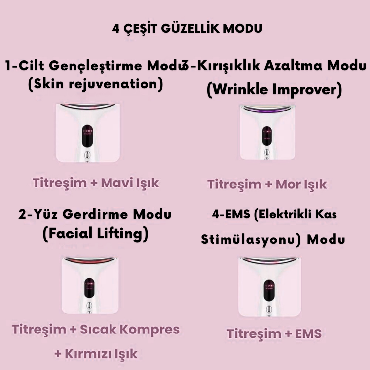 Nexora | LED Işıklı Titreşimli Yüz ve Boyun Sıkılaştırma Terapi Cihazı