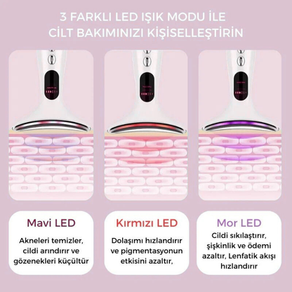Nexora | LED Işıklı Titreşimli Yüz ve Boyun Sıkılaştırma Terapi Cihazı