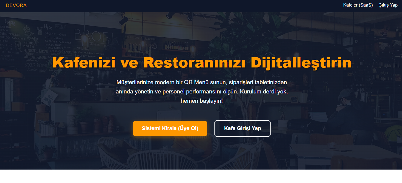 Devora Cafe Menü Sistemi Ekran Görüntüsü